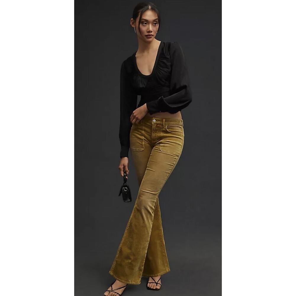 NWT Anthropologie Pilcro Icon Flare Corduroy Pants •24• Jeans Chartreuse $168